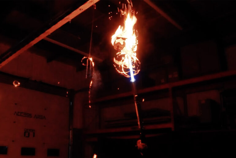 Hacksmith Builds a Cordless 4,000-Degree Lightsaber Staff with a 6-Foot Hilt