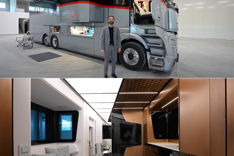 $1.5-Million Dembell Motorhome Spaceship Interior Garage