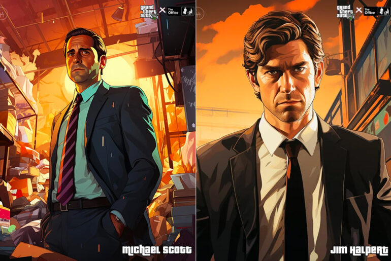 Midjourney AI The Office Cast GTA V