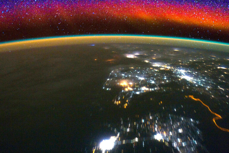 NASA Airglow Multi-Colored Wind Earth Upper Atmosphere