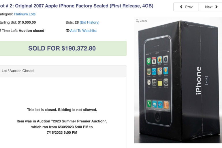Sealed First-Generation iPhone 2007 For Sale Auction