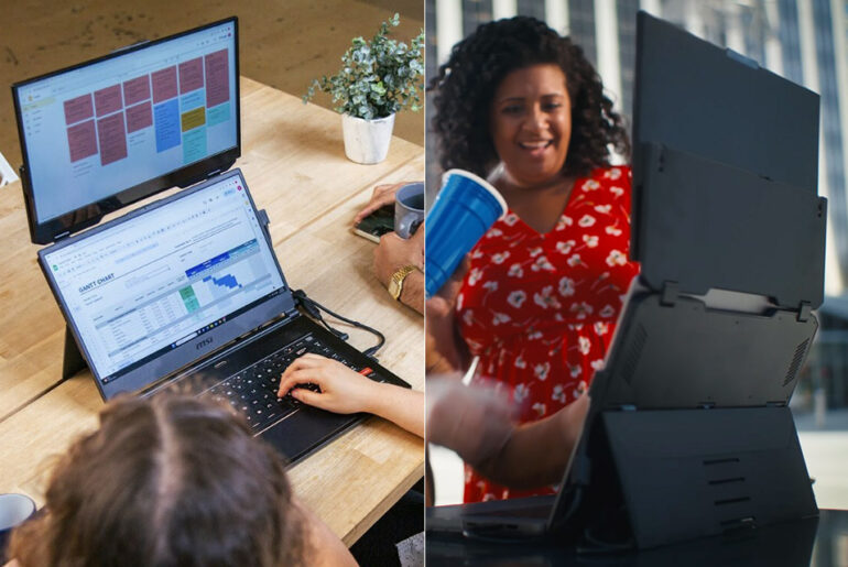 Mobile Pixels DUEX Float Portable Stacked Dual-Screen Setup