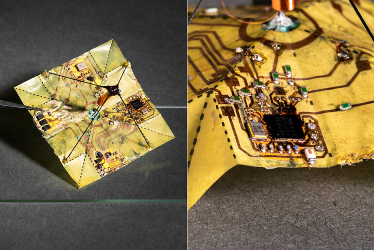 Origami Robot Change Shape Mid-Air