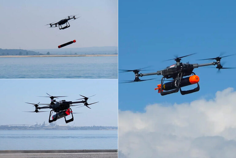 T-600 Heavy Lift UAS Drone Successfully Releases Anti-Submarine Torpedo During Flight Test at Sea T-600 Heavy Lift Drone Anti-Submarine Torpedo