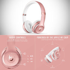 5th Gen Beats Solo3 Wireless Headphones Rose Gold