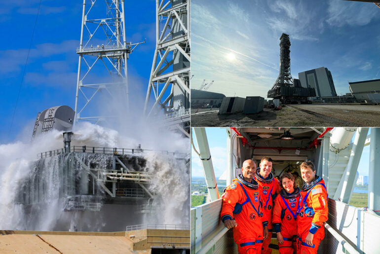 NASA Artemis II Mobile Launcher Water Deluge Test