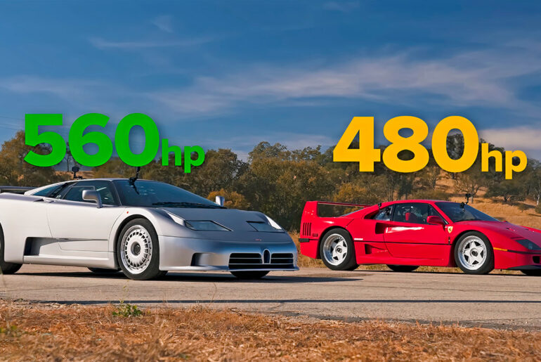 Ferrari F40 vs Bugatti EB110 Drag Racing