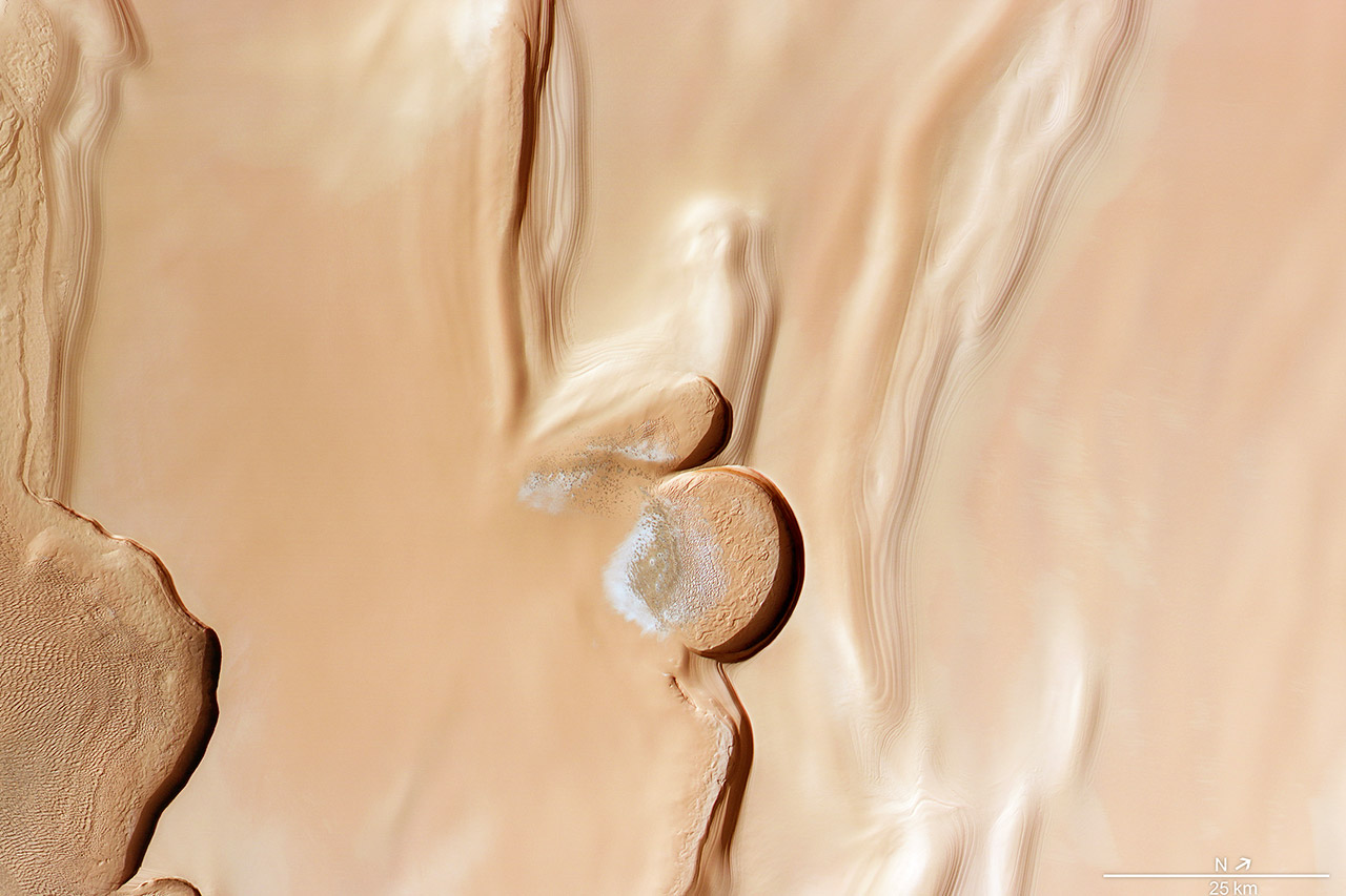 ESA Mars Express Stacked Ice Sand Dunes North Pole