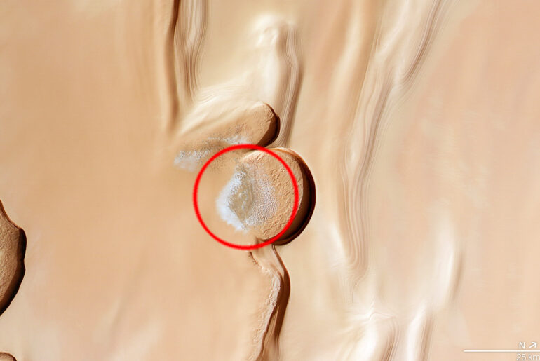ESA Mars Express Stacked Ice Sand Dunes North Pole