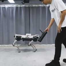 Deep Robotics Robot Dog Shy Human