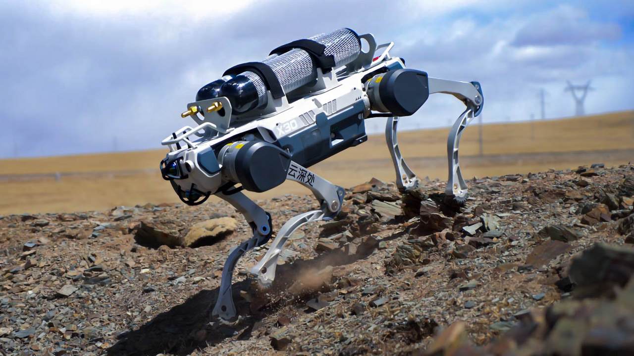 Deep Robotics Robot Dog Shy Human