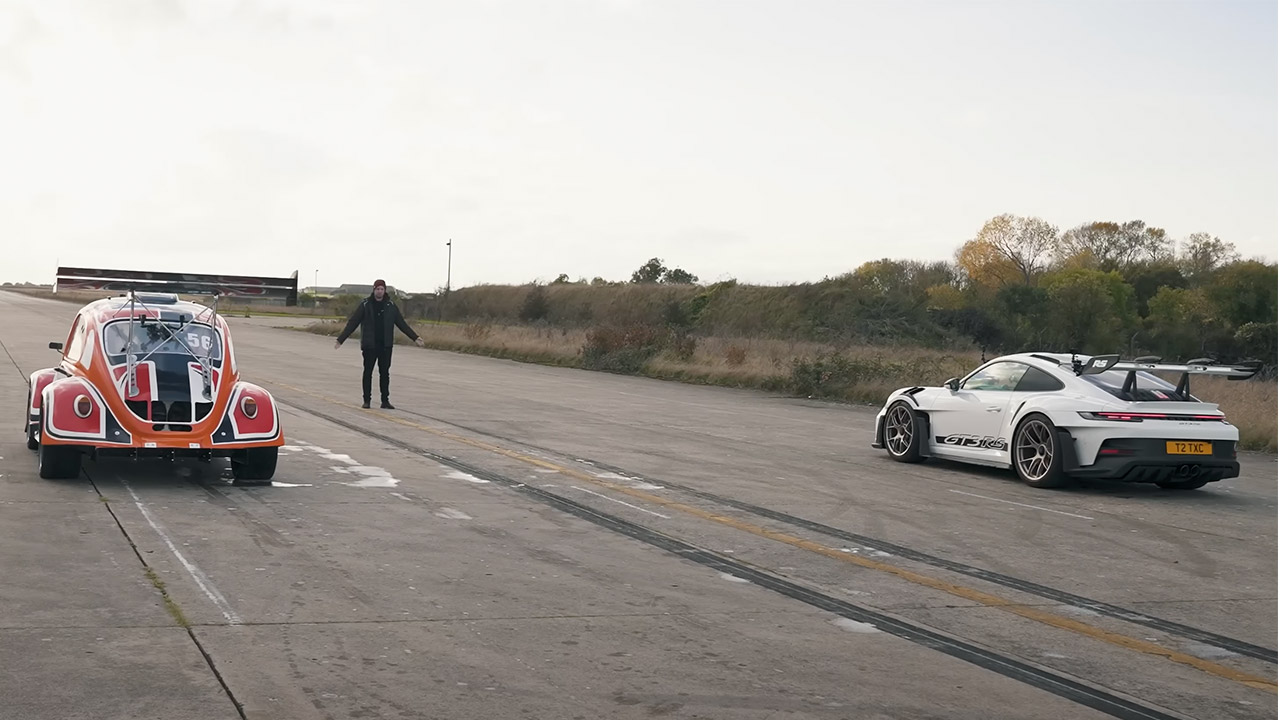Tesla Beetle vs Porsche GT3 RS vs Lamborghini Aventador SV Drag Racing