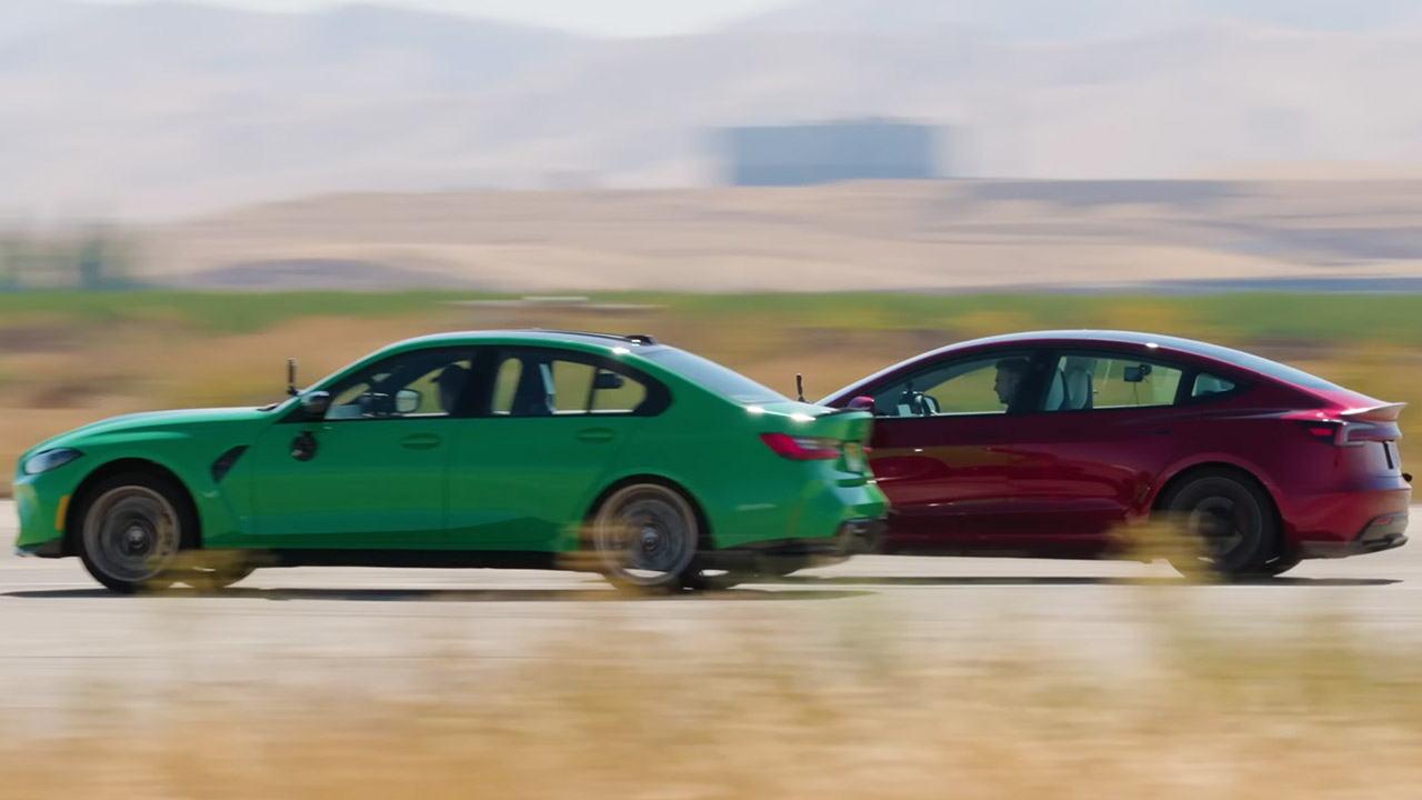 Tesla Model 3 Performance BMW M3 CS U-Drag Racing