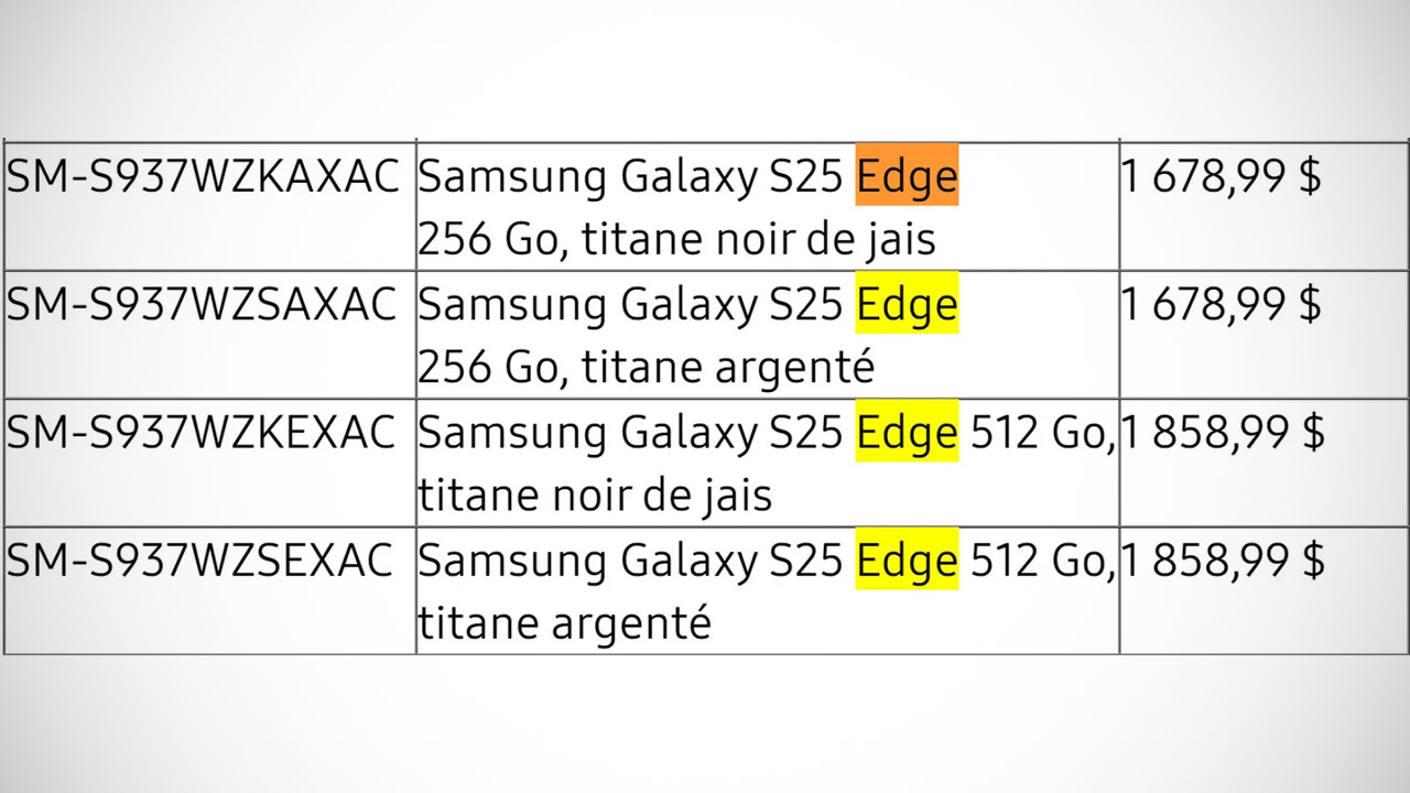 Samsung Galaxy S25 Edge Price Leak
