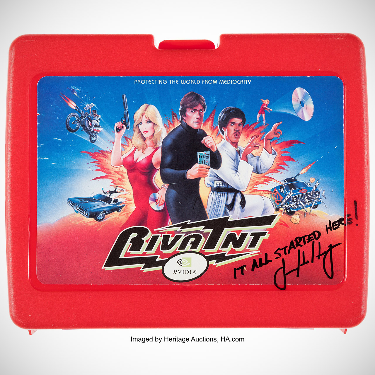 Jensen Huang-Signed NVIDIA RIVA TNT Engineering Prototype Lunch Box