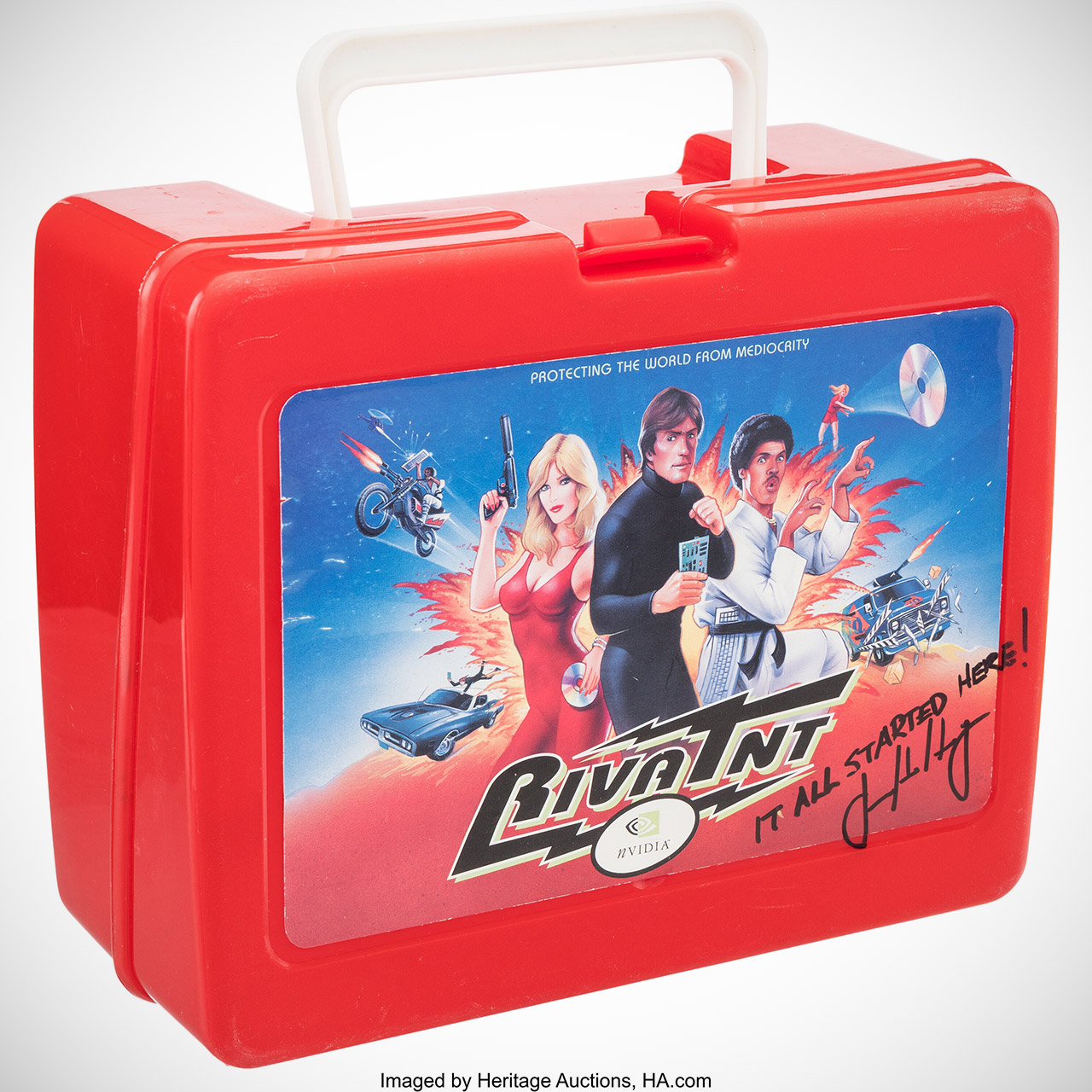 Jensen Huang-Signed NVIDIA RIVA TNT Engineering Prototype Lunch Box