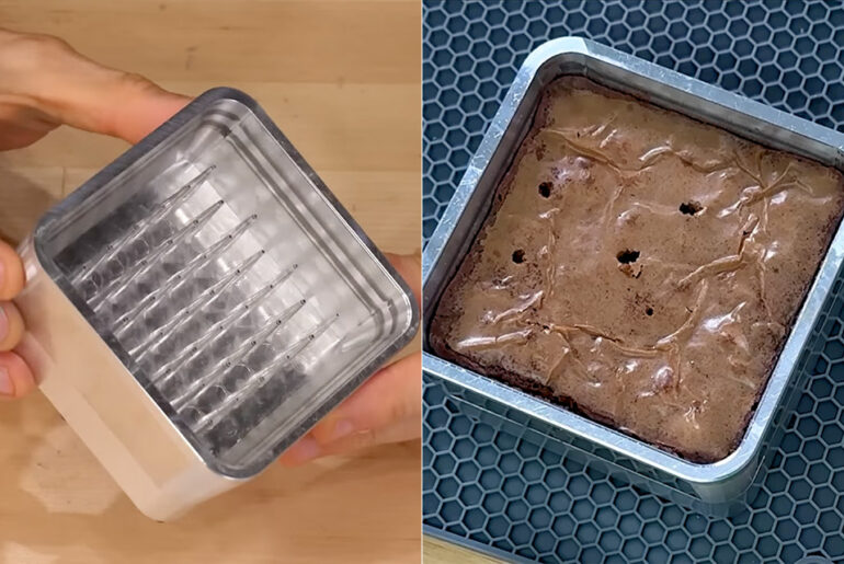 Shane Wighton Baking Brownies Inside Out Spikes Pan