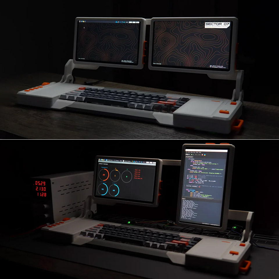 Sector 07 Dual-Screen RPI DEV Cyberdeck