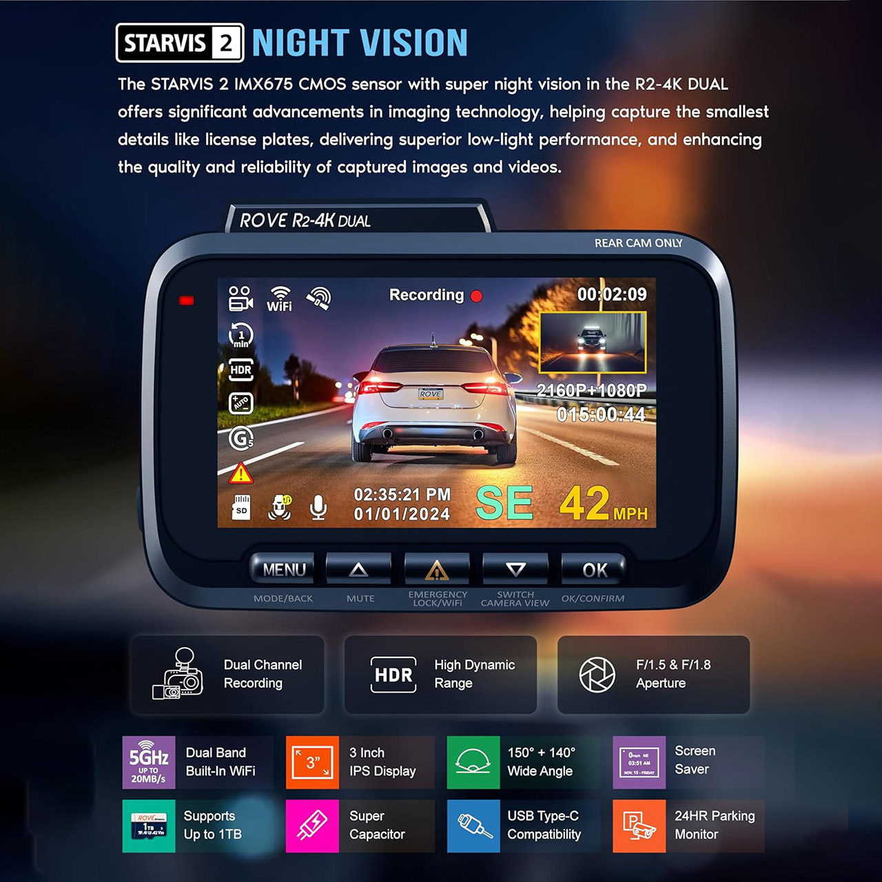 ROVE R2-4K DUAL Dashcam