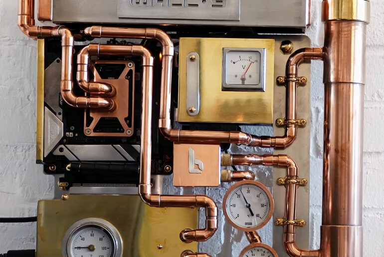 Custom Steampunk Water-Cooled PC Wall-Y