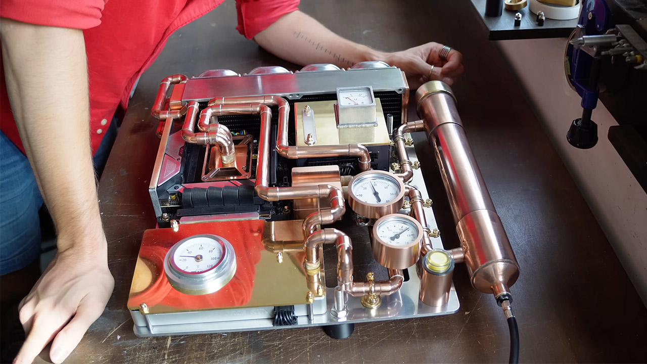 Custom Steampunk Water-Cooled PC WALL-Y