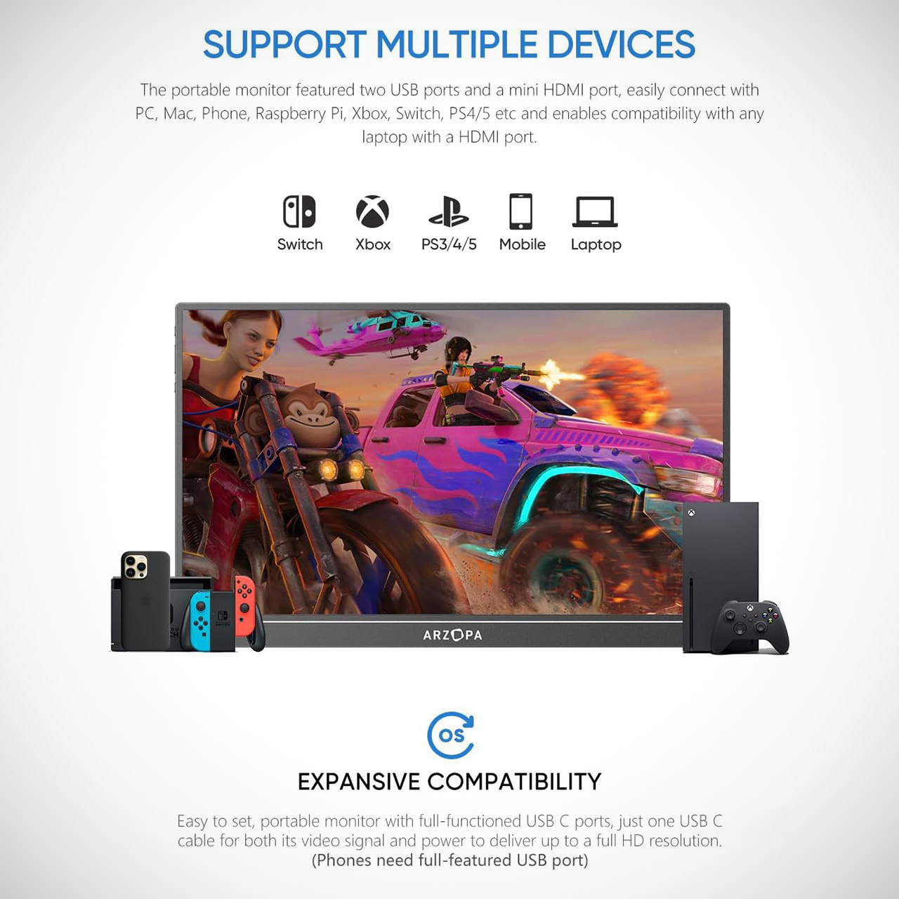ARZOPA 16.1" 144Hz Portable Gaming Monitor Z1FC