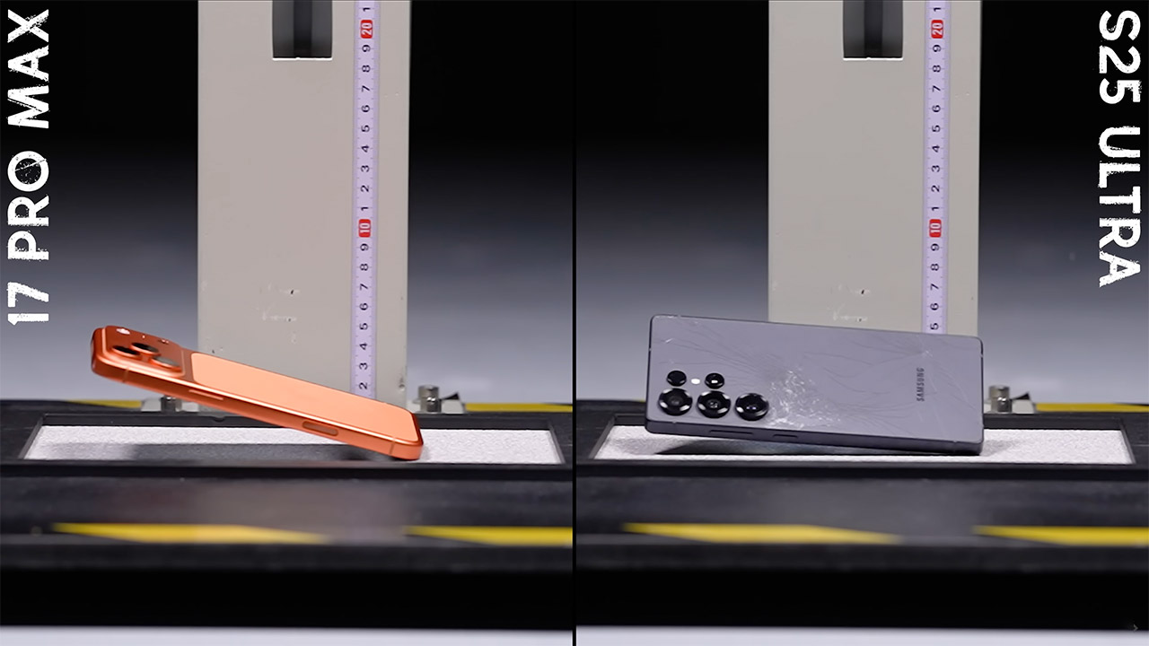 iPhone 17 Pro Max vs Samsung Galaxy S25 Ultra Drop Test