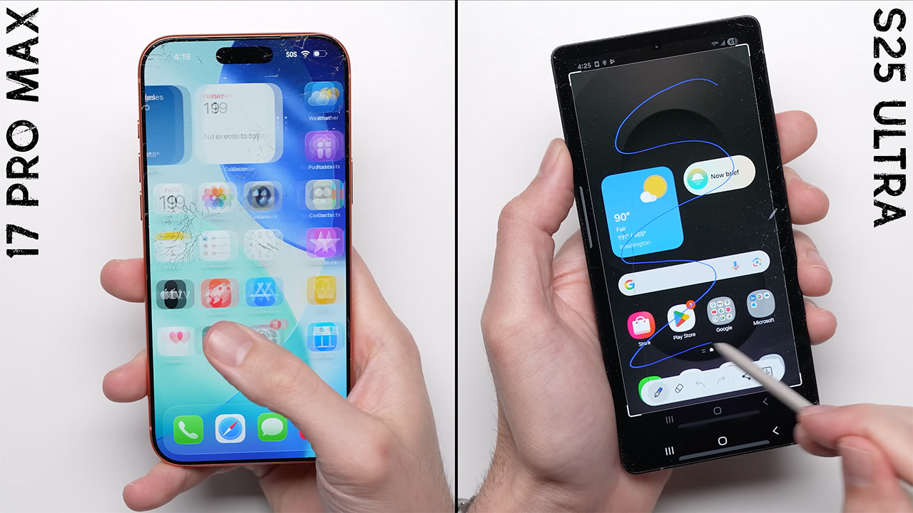 iPhone 17 Pro Max vs Samsung Galaxy S25 Ultra Drop Test