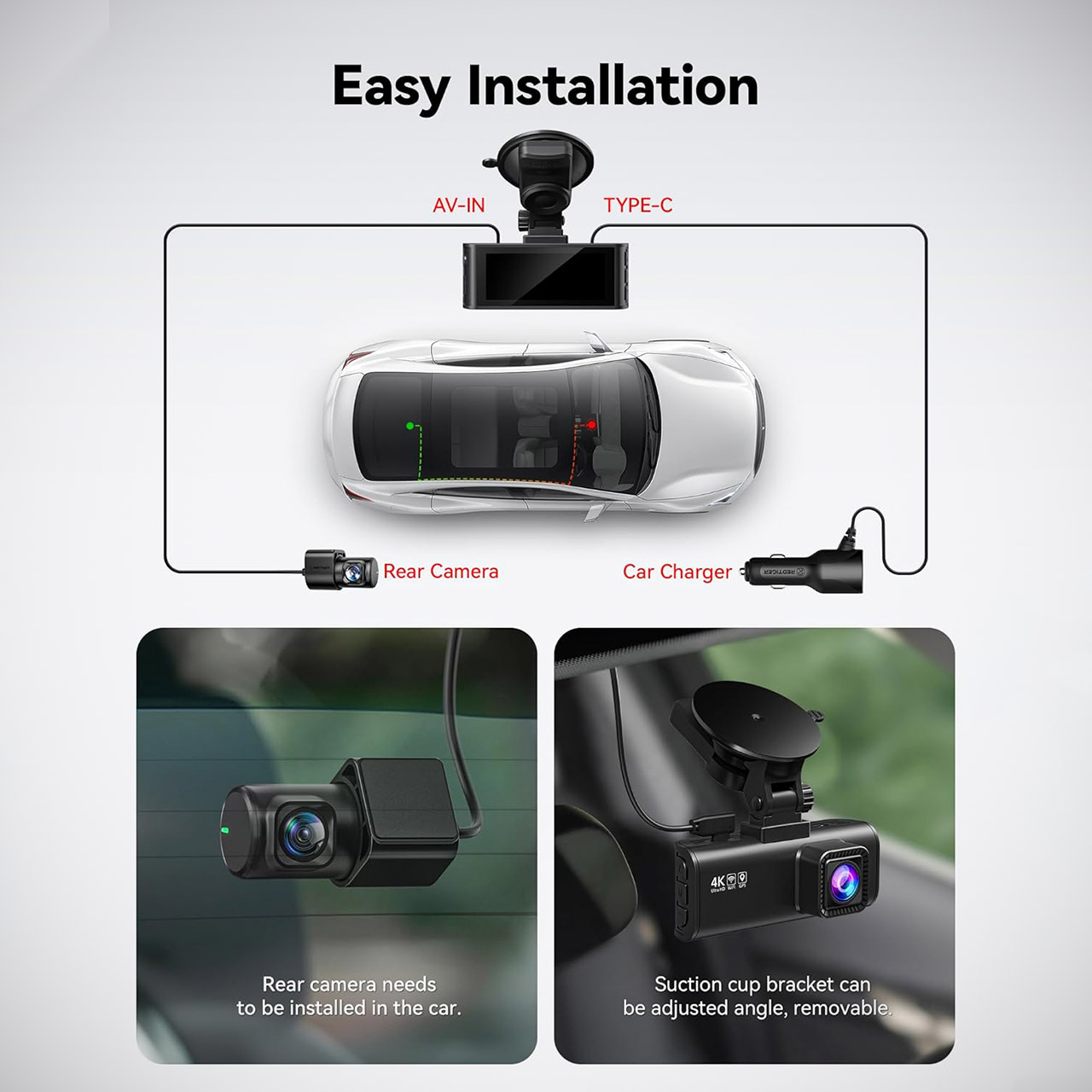 REDTIGER Front / Rear 4K Dashcam F7NP