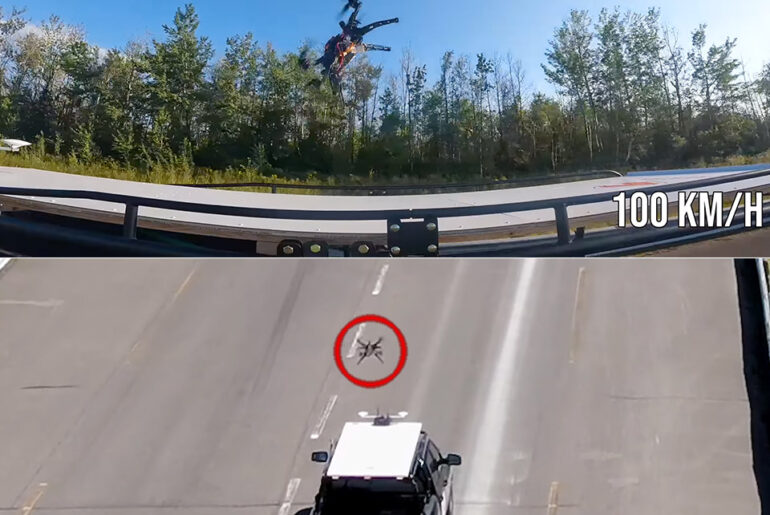 Project Dart Landing Drone Moving Vehicle Speeding