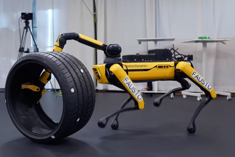 Boston Dynamics Spot Robot Dog Whole Body Manipulation Tires