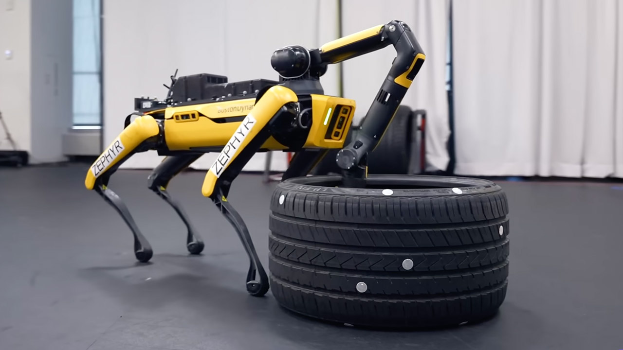 Boston Dynamics Spot Robot Dog Whole Body Manipulation Tires