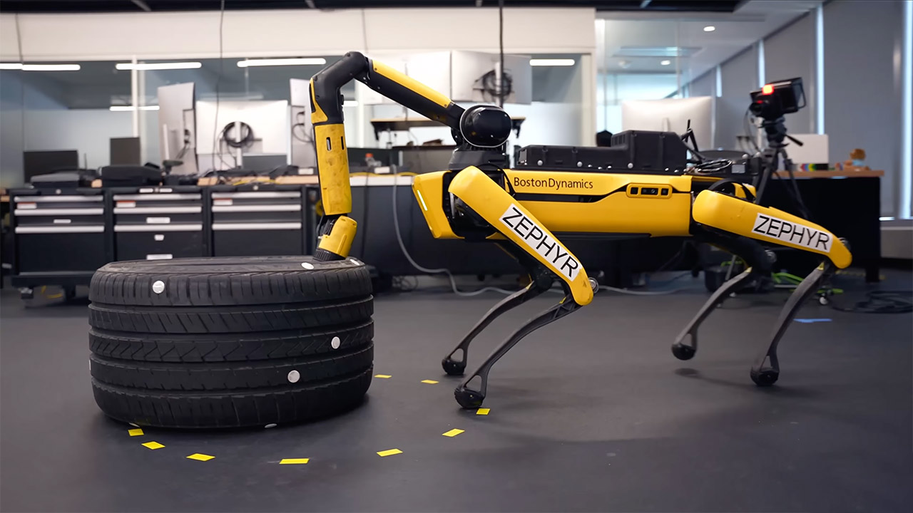 Boston Dynamics Spot Robot Dog Whole Body Manipulation Tires