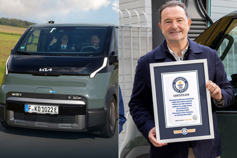 Kia’s PV5 Cargo Van Just Drove Farther Than Any Electric Workhorse Has Before Kia PV5 Cargo Van EV Guinness World Record