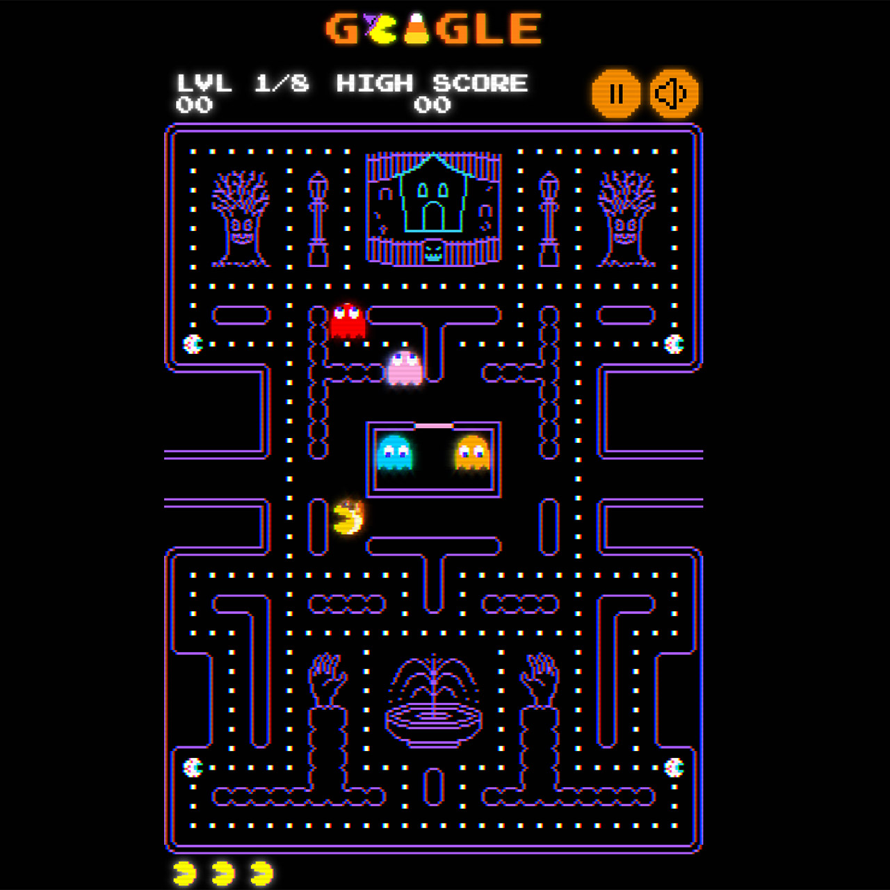 Google Doodle Pac-Man 45th Anniversary Birthday