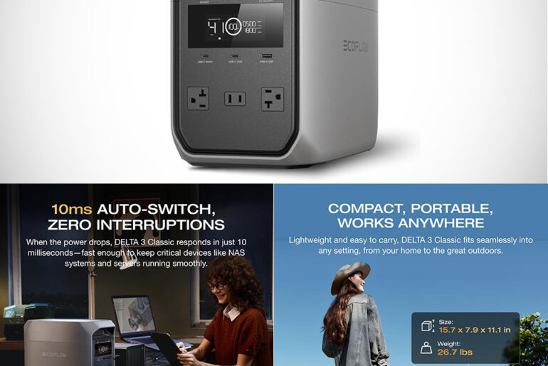 EF ECOFLOW Delta 3 Classic Portable Power Station Keeps Your Electronics Powered During Emergencies for $399 EF ECOFLOW Delta 3 Classic Portable Power Station