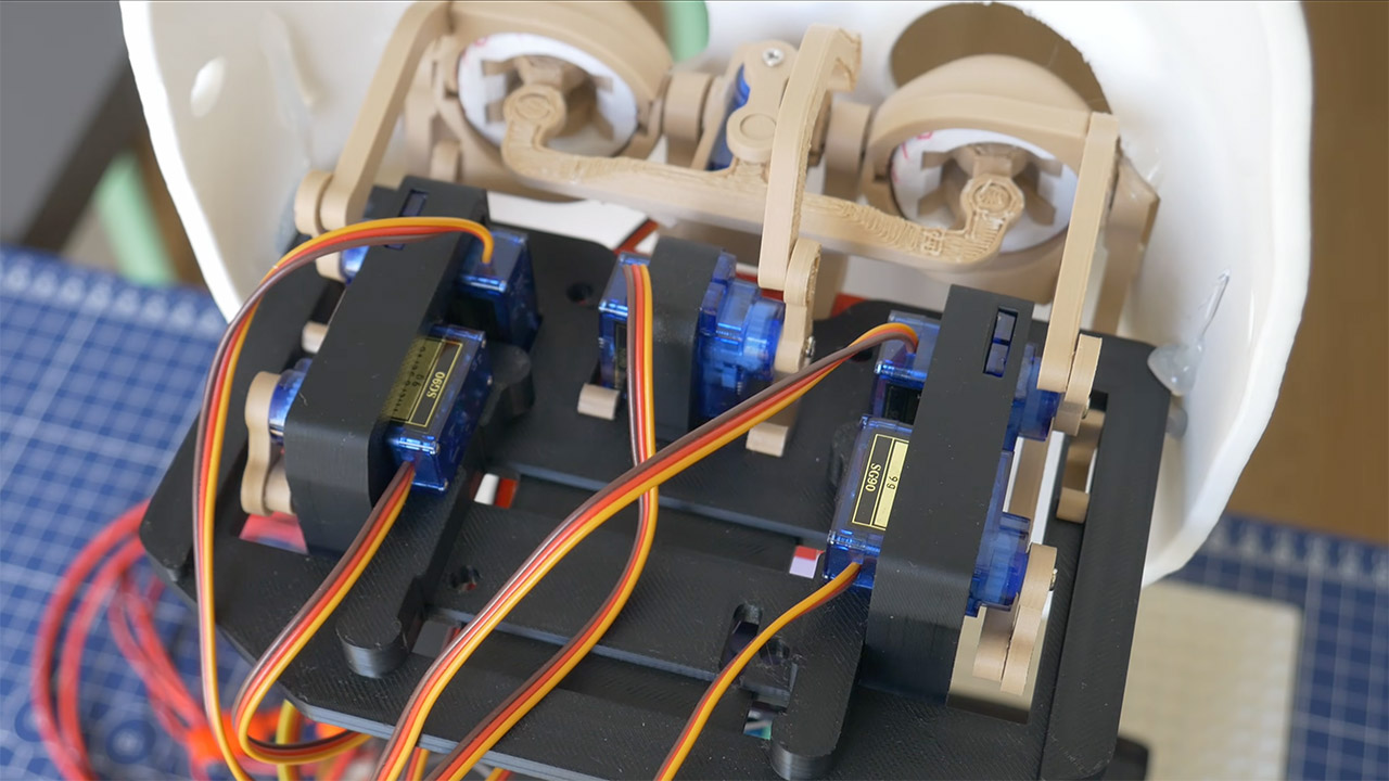 3D-Printed Robot Head Aristotle Speaking