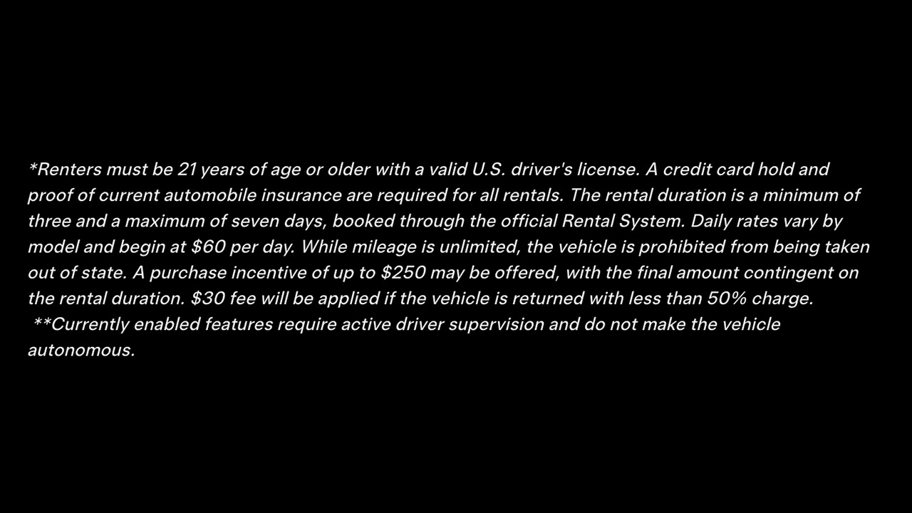 Tesla $60 a Day Rental Program California