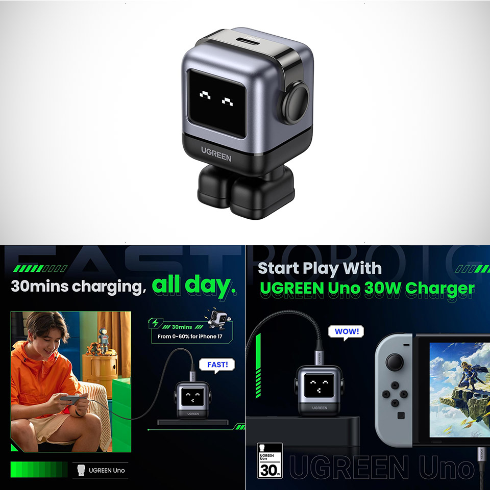 UGREEN Uno 30W USB-C Compact Robot GaN Fast Charger