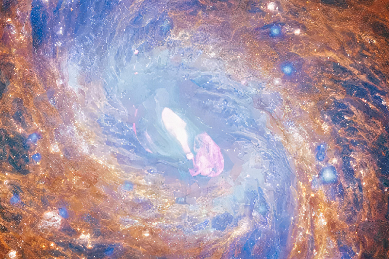 NGC 1068 Spiral Galaxy Chandra Hubble Webb Composite