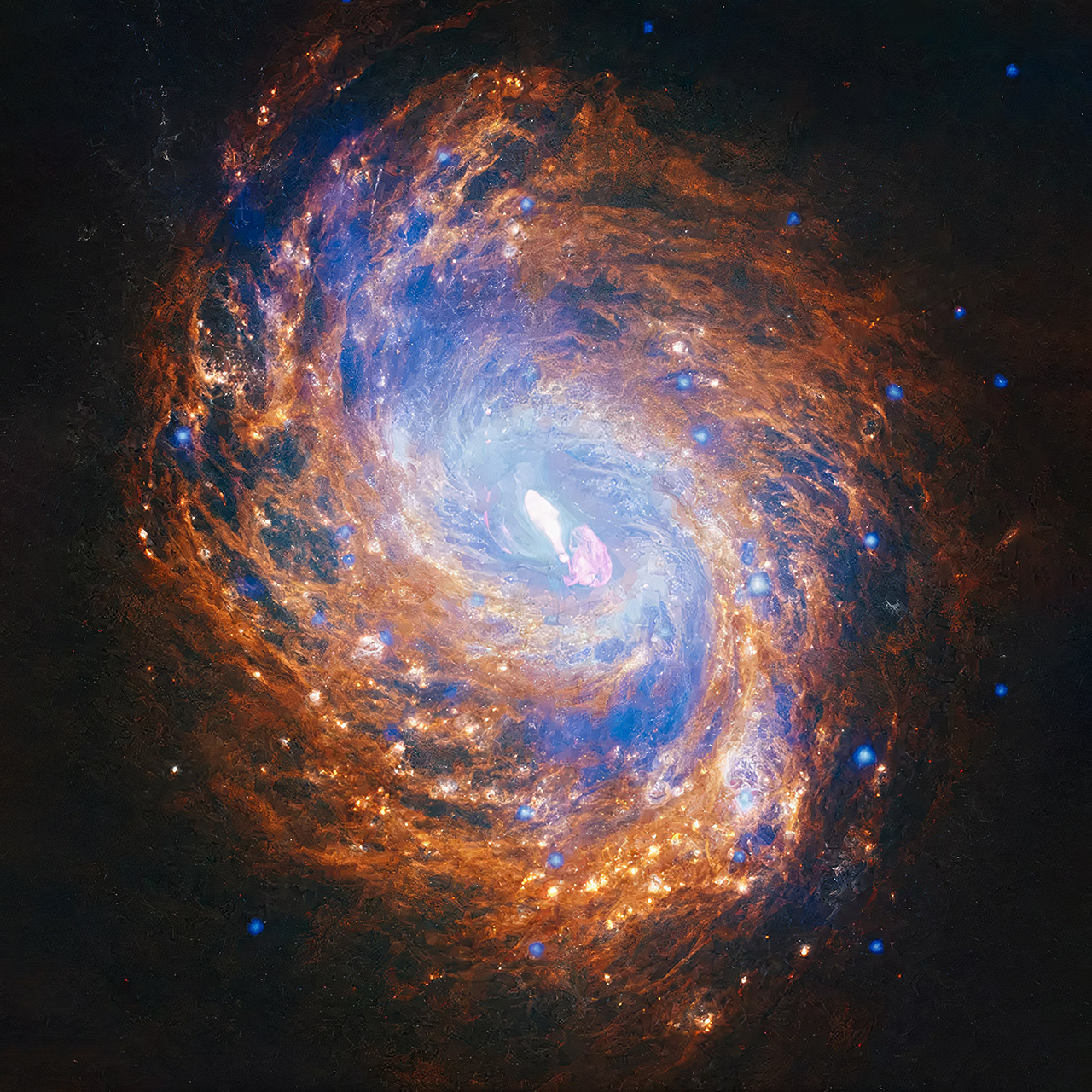 NGC 1068 Spiral Galaxy Chandra Hubble Webb Composite