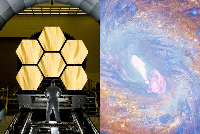 NGC 1068 Spiral Galaxy Chandra Hubble Webb Composite