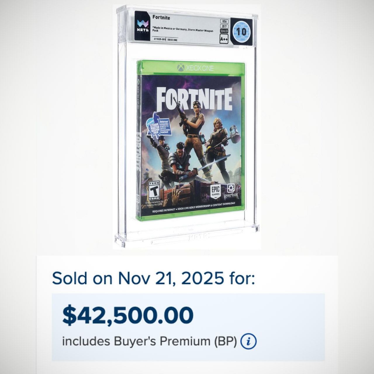 Sealed Fortnite Physical Copy Sale Auction Record
