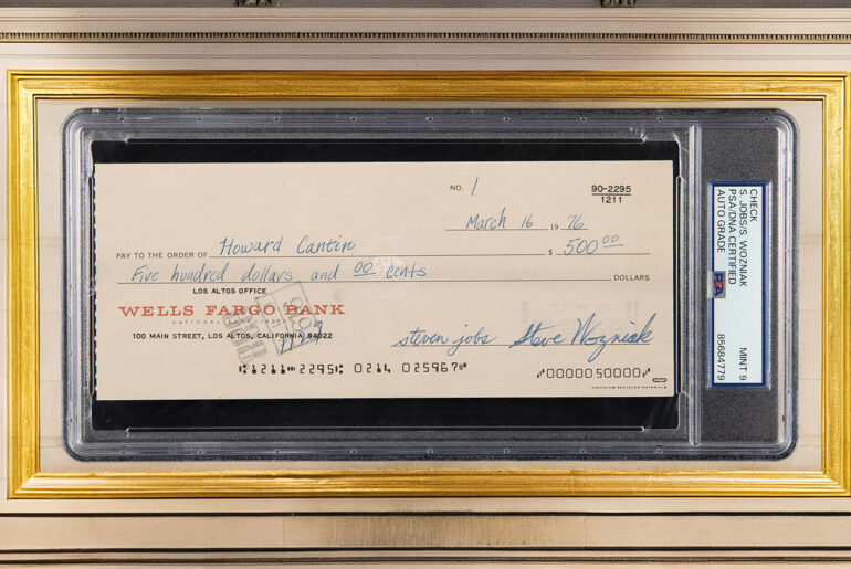 Apple Computer Check No. 1 Steve Jobs Steve Wozniak Signed For Sale Auction