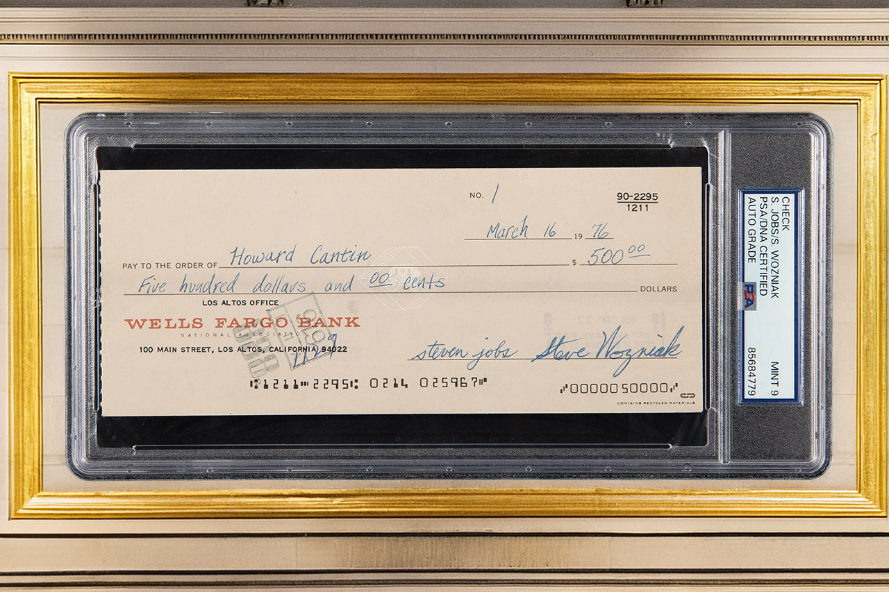 Apple Computer Check No. 1 Steve Jobs Steve Wozniak Signed For Sale Auction