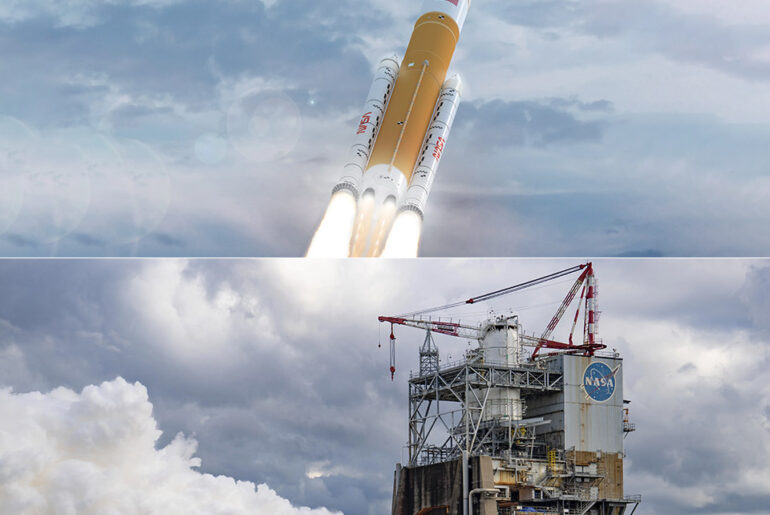 NASA RS-25 Engine Hot Fire Test Space Launch System SLS Rocket