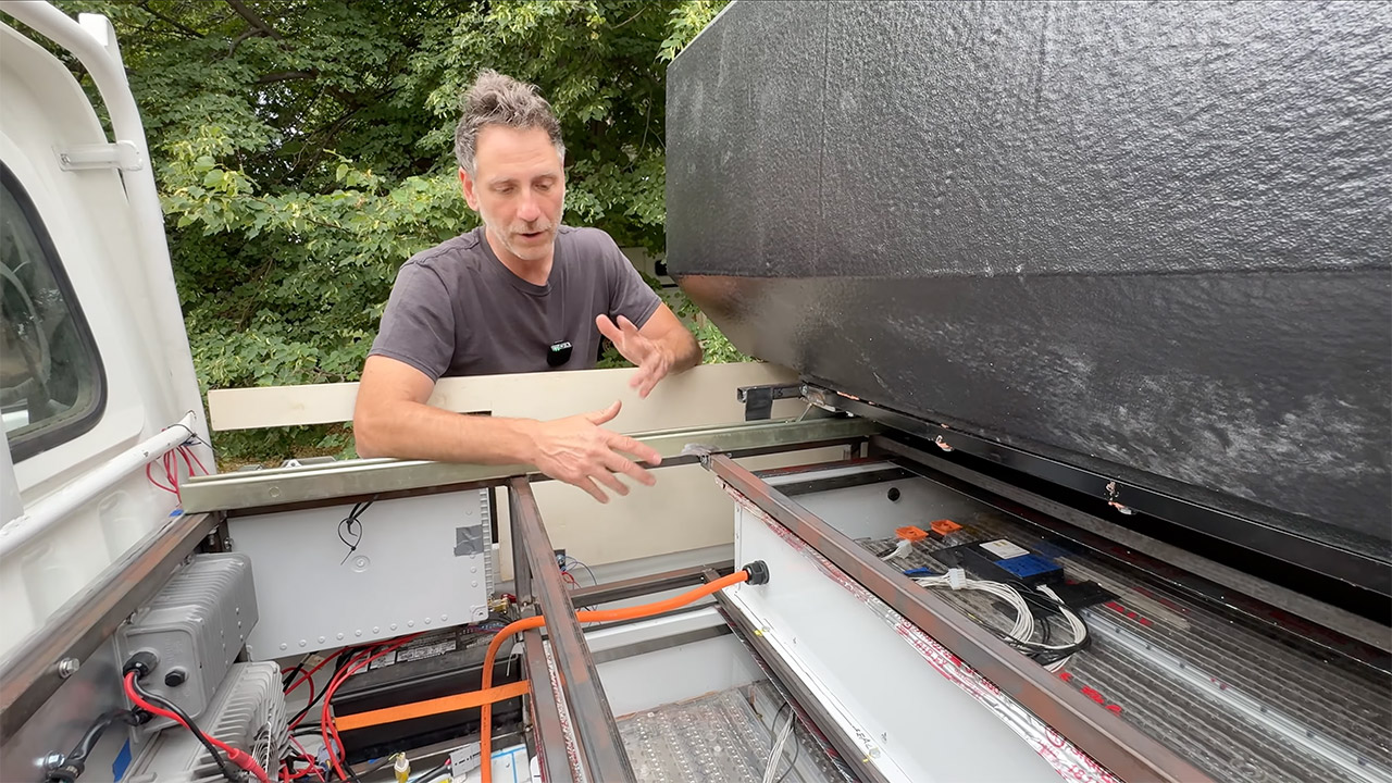 Tesla-Powered Kei Truck Giant Drill Battery EV