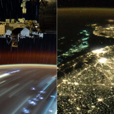 Fishing Boats City Lights International Space Station