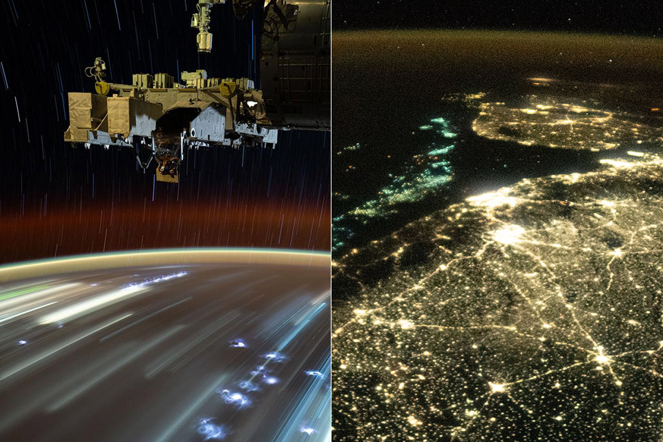 Fishing Boats City Lights International Space Station