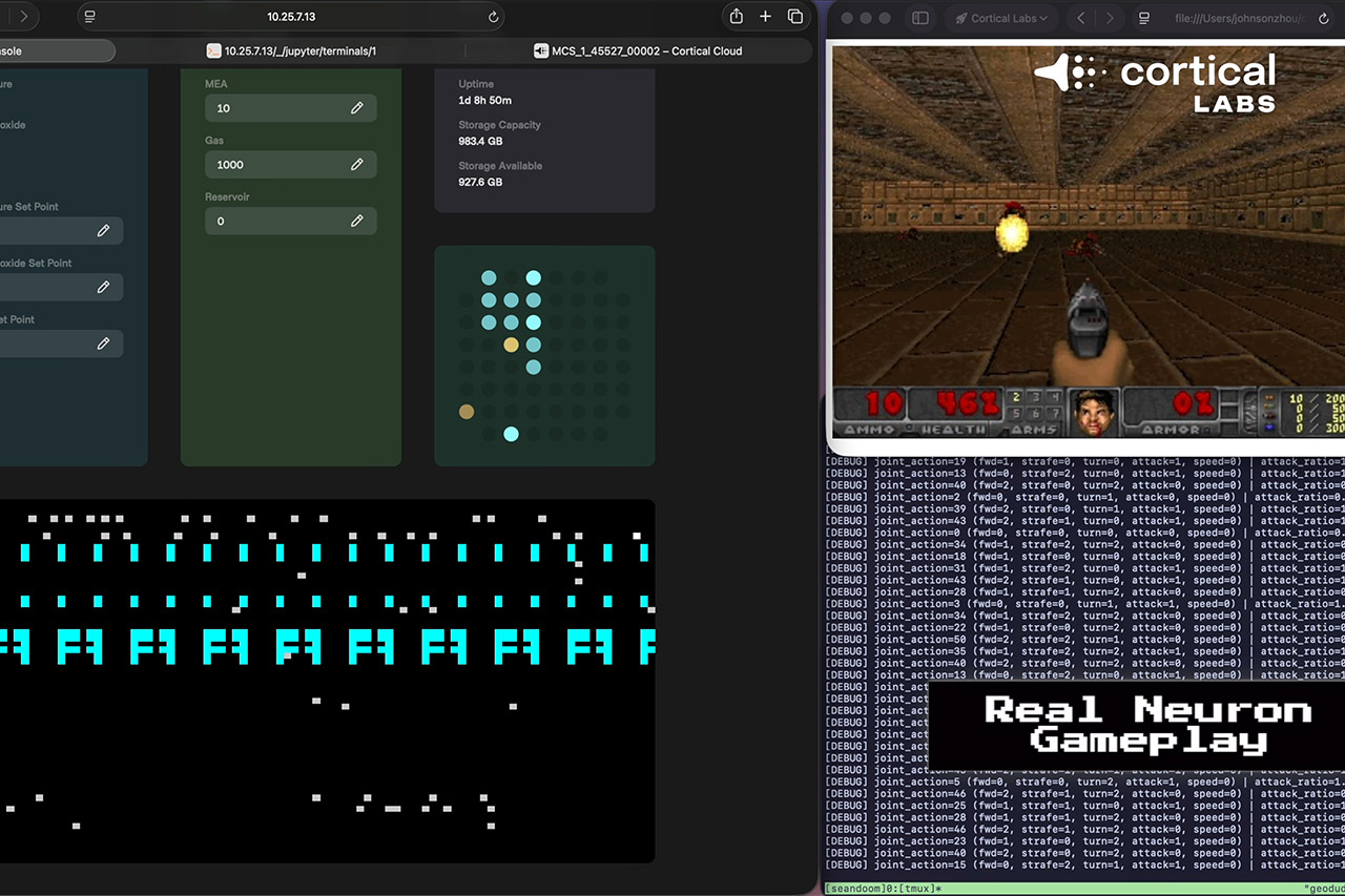 Human Brain Cells CL1 Biological Computer Play DOOM